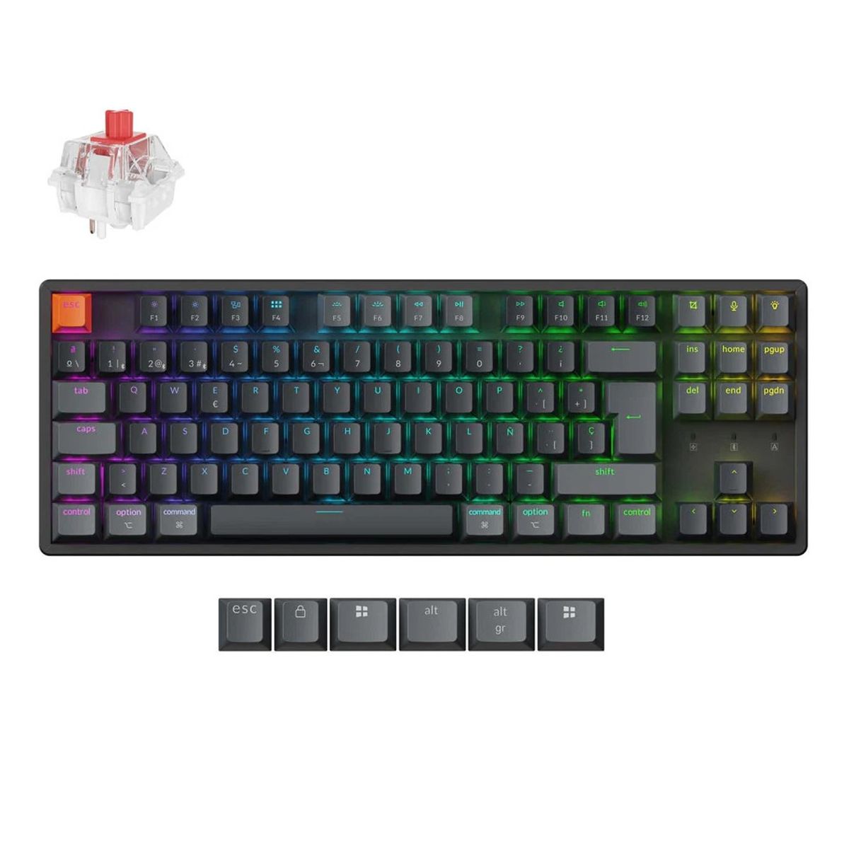 BANANA TIENDA - Teclado Gamer Inalámbrico Keychron K8 Qmk Versión 2 Español Negro