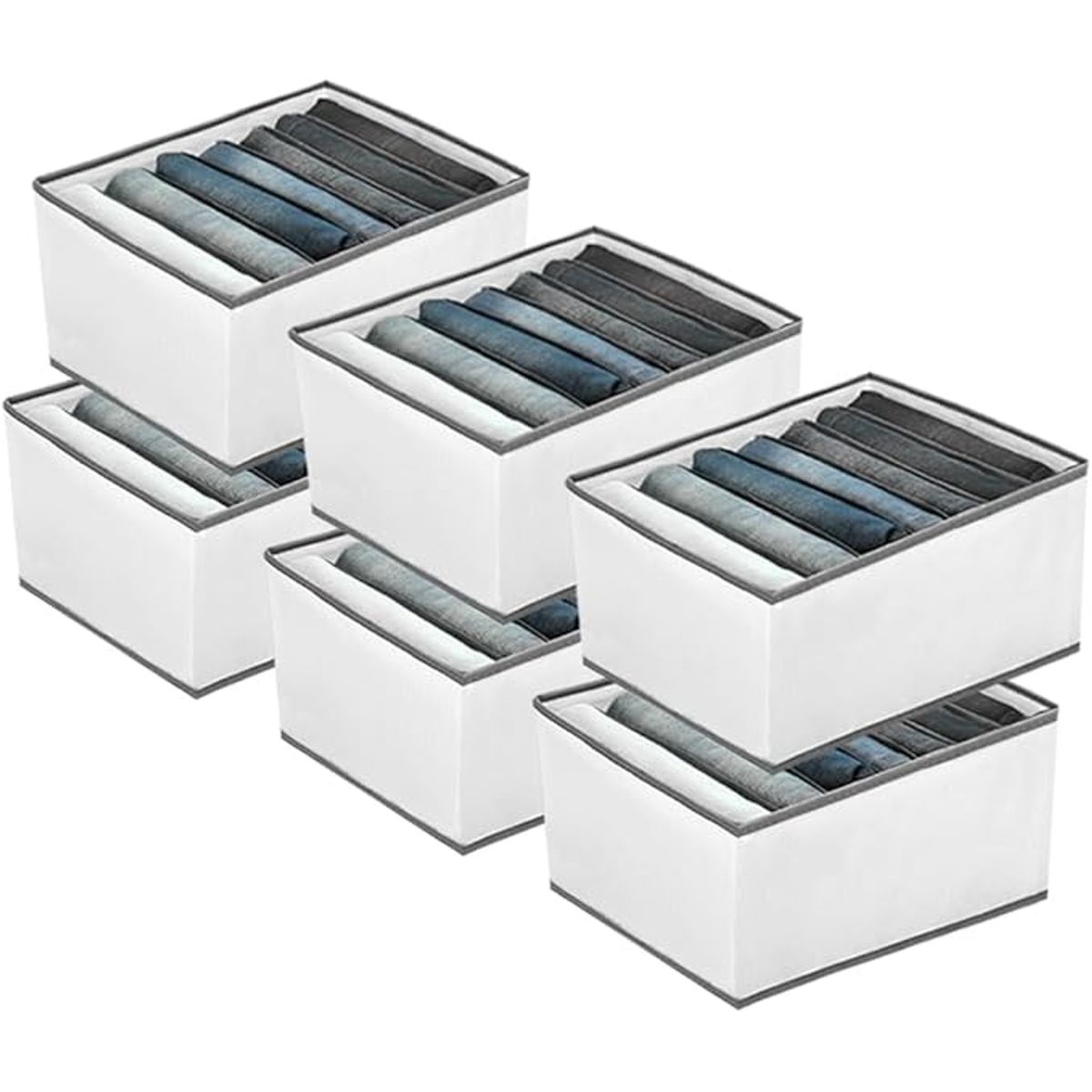 GENERICO - 6 X Cajas Almacenamiento Plegable Organizadoras Con Asas Para Ropa Pantalón Polera 40x25x20cm