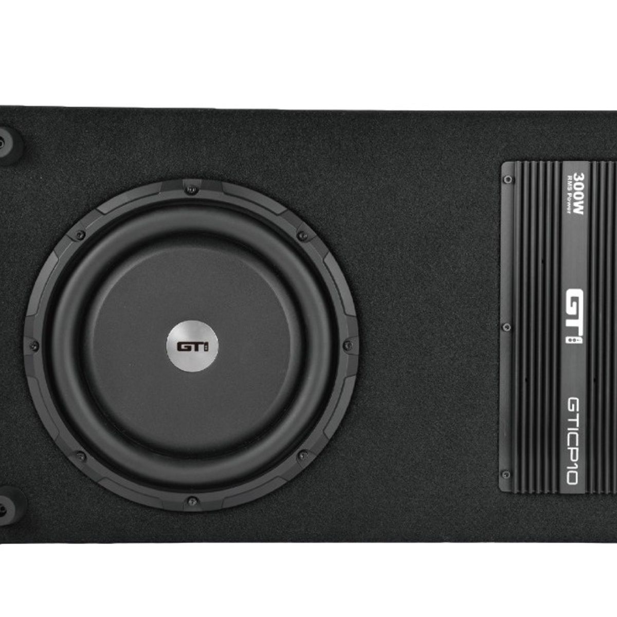 GTI - Subwoofer Auto GTI  Amplificado Plano 10 Pulgadas