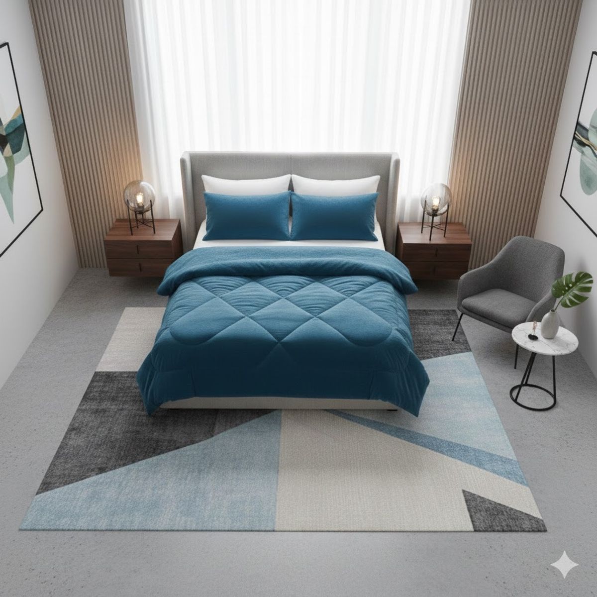 GENERICO - PLUMON COBERTOR PLUSH CON CHIPORRO 2 PLAZA AZUL PETROLEOTF