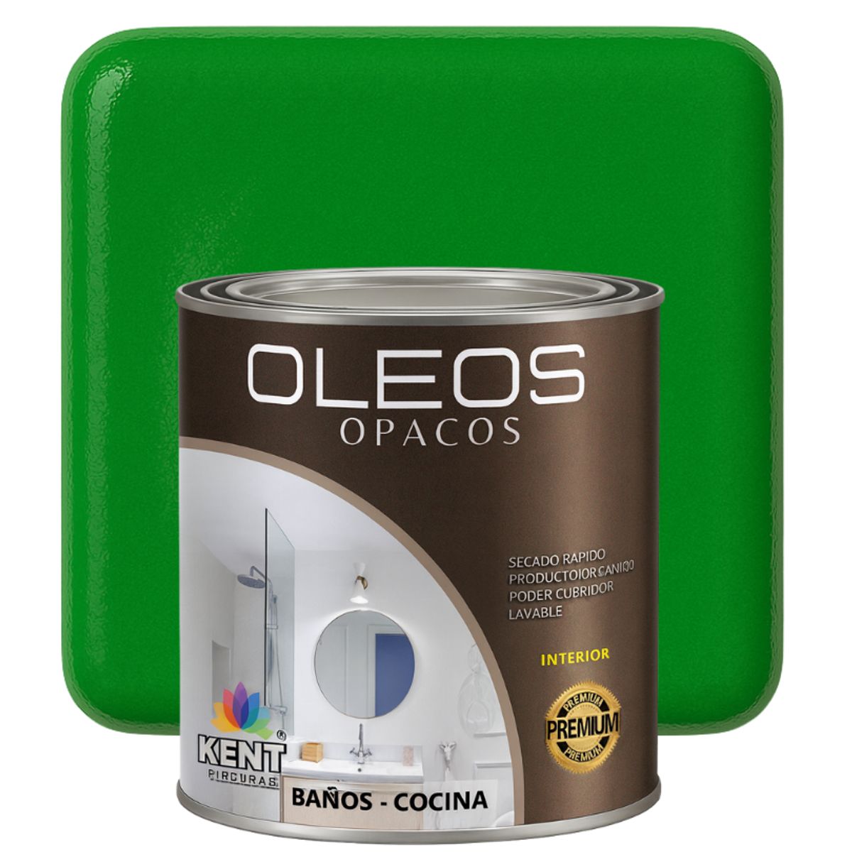 KENT - OLEO OPACO MULTISUPERFICIES - PREMIUM - CUARTO GALON VERDE MENTA INTENSO