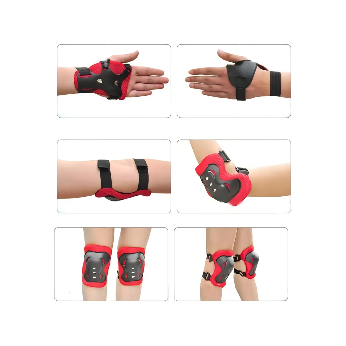 GENERICO - Patines Lineales Rojos M más Rodilleras Coderas y Manoplas