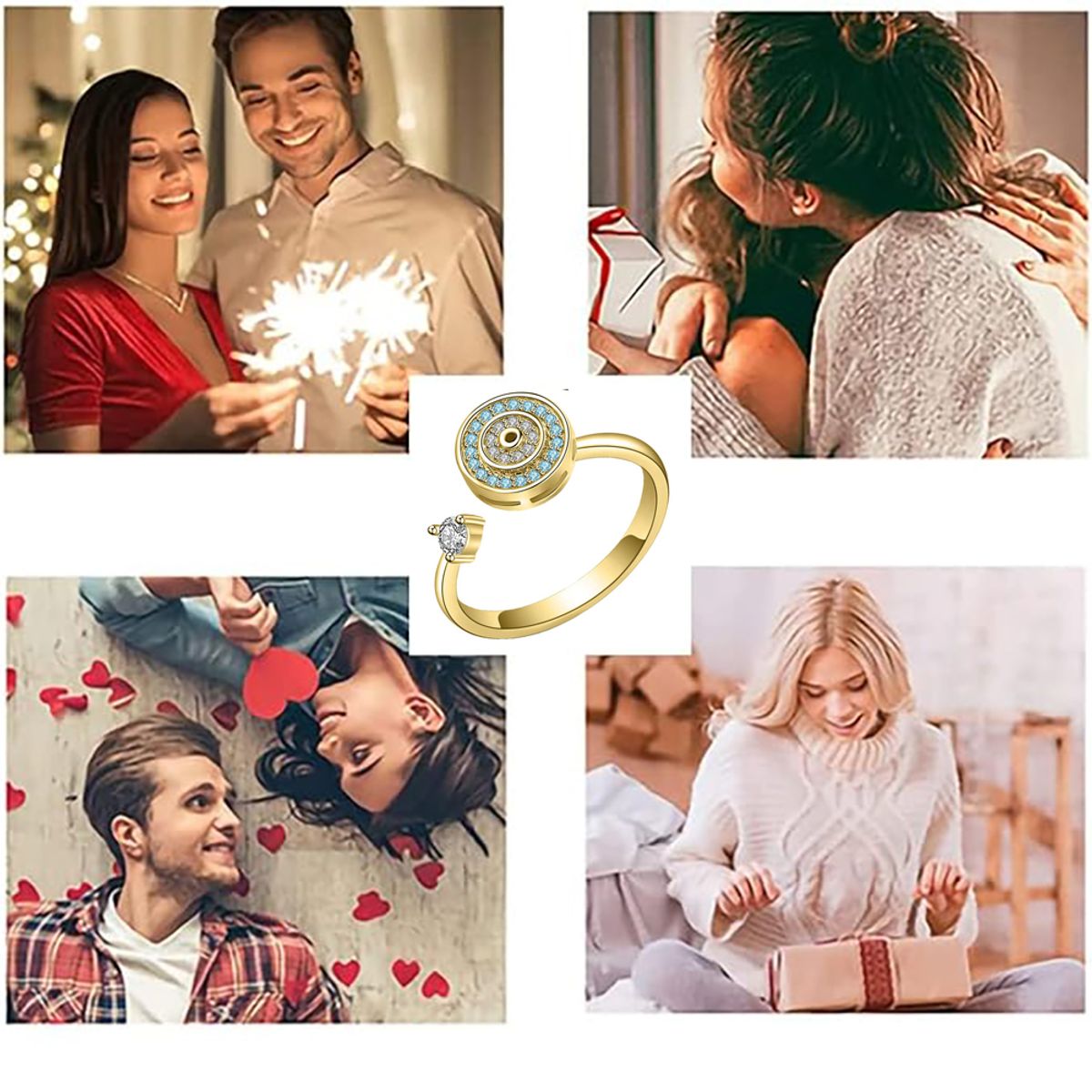 EINICIO - Anillo Mujer Giratorio Ajustable Diseño Regalo De Navidad