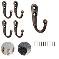5 Piezas Perchero Para Pared Ganchos Vintage Para Hogar Baño-Cobre rojo