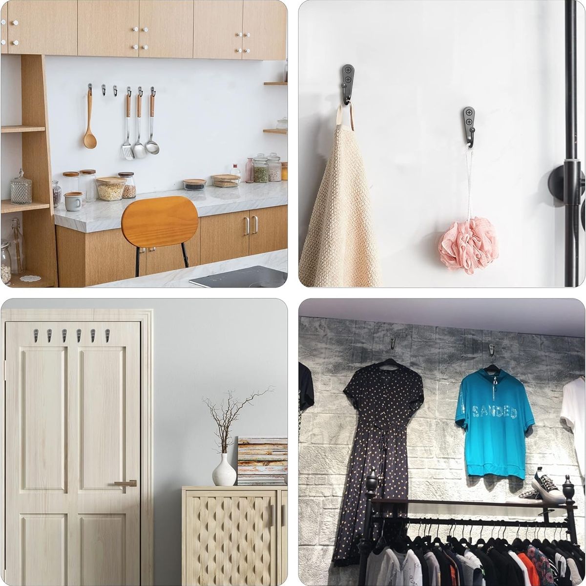 EINICIO - 5 Piezas Perchero Para Pared Ganchos Vintage Para Hogar Baño-Cobre rojo