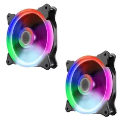 GENERICO - Pack de 2 Ventiladores Cooler Luz Led Rgb 12cm Gamer Gabinete Multicolor