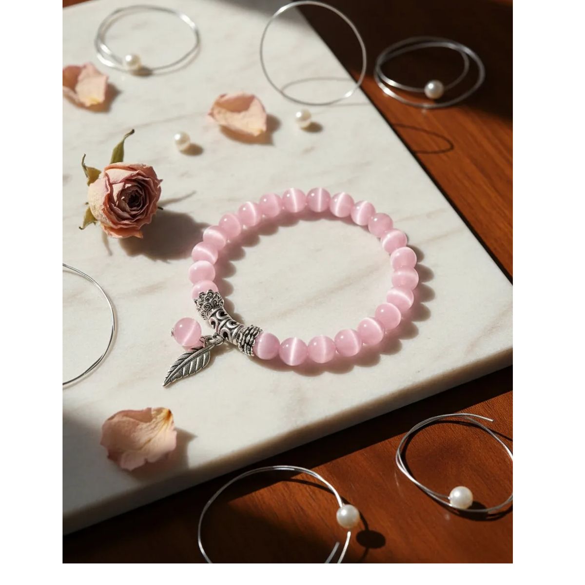 GENERICO - Pulsera De Opalo Y Hoja Dama Mujer