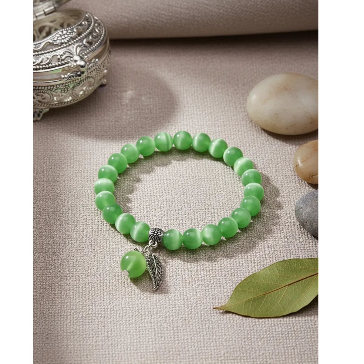GENERICO - Pulsera De Opalo Y Hoja Dama Mujer