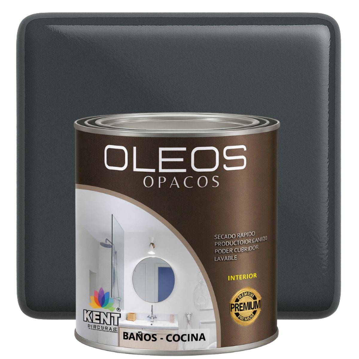 KENT - OLEO OPACO MULTISUPERFICIES - PREMIUM - OCTAVO GALON GRIS GRAFITO