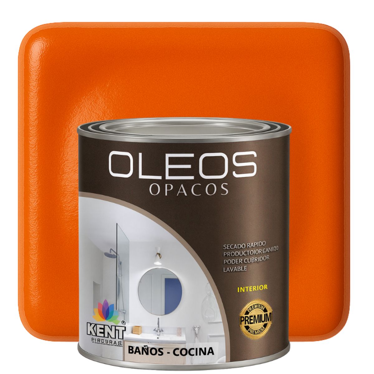 KENT - OLEO OPACO MULTISUPERFICIES - PREMIUM - OCTAVO GALON NARANJA BRILLANTE