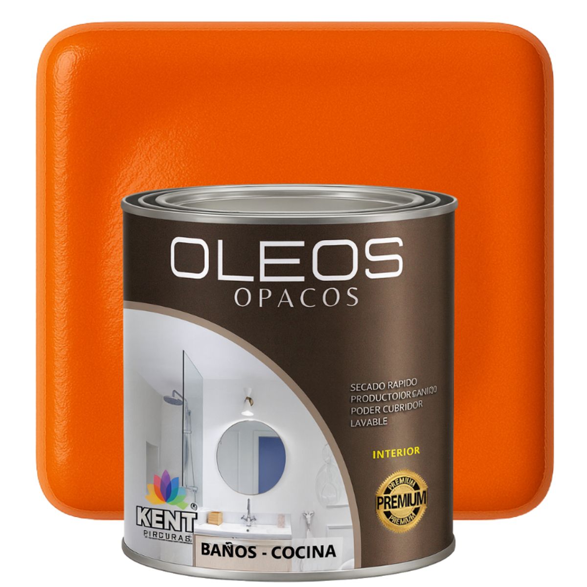 KENT - OLEO OPACO MULTISUPERFICIES - PREMIUM - OCTAVO GALON NARANJA MANDARINA