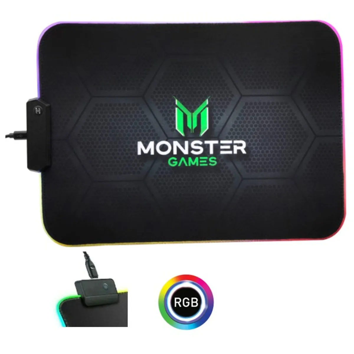 MONSTER - Mouse Pad Gamer Luz Led Rgb Monster Game Speed 35x25cm Pa351