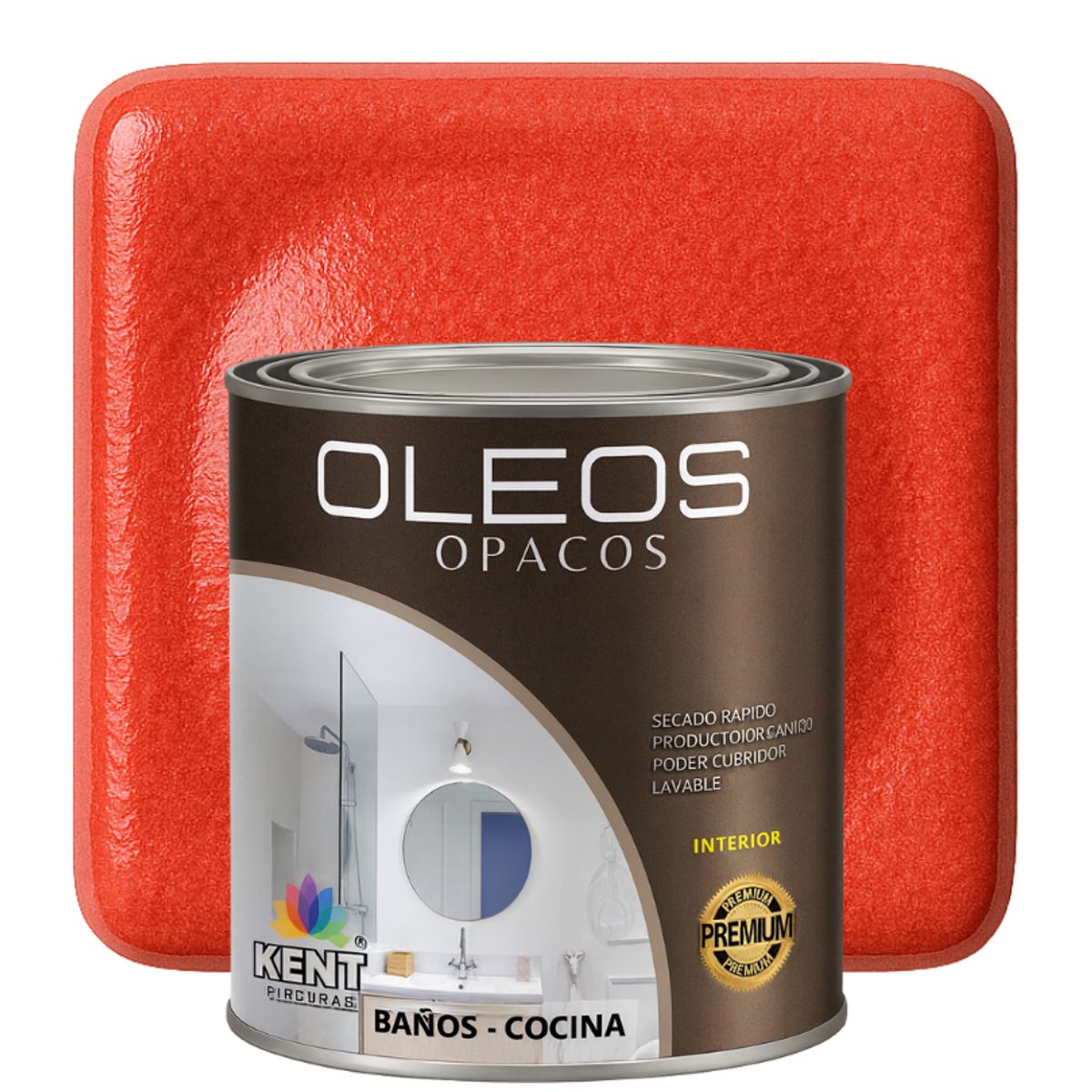 KENT - OLEO OPACO MULTISUPERFICIES - PREMIUM - OCTAVO GALON ROJO CORAL