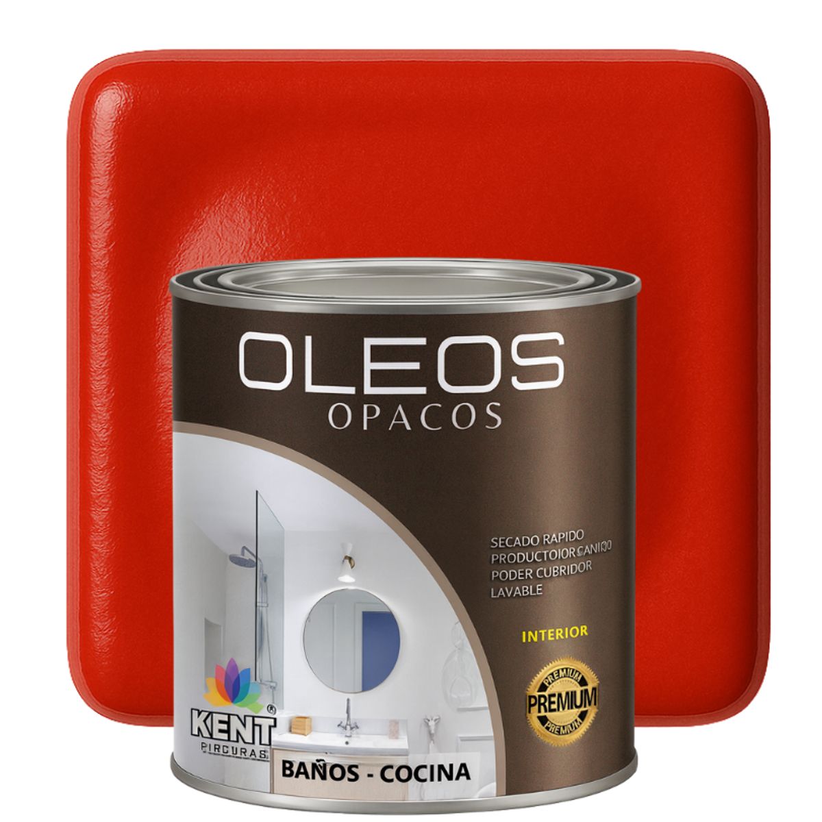 KENT - OLEO OPACO MULTISUPERFICIES - PREMIUM - OCTAVO GALON ROJO FUEGO