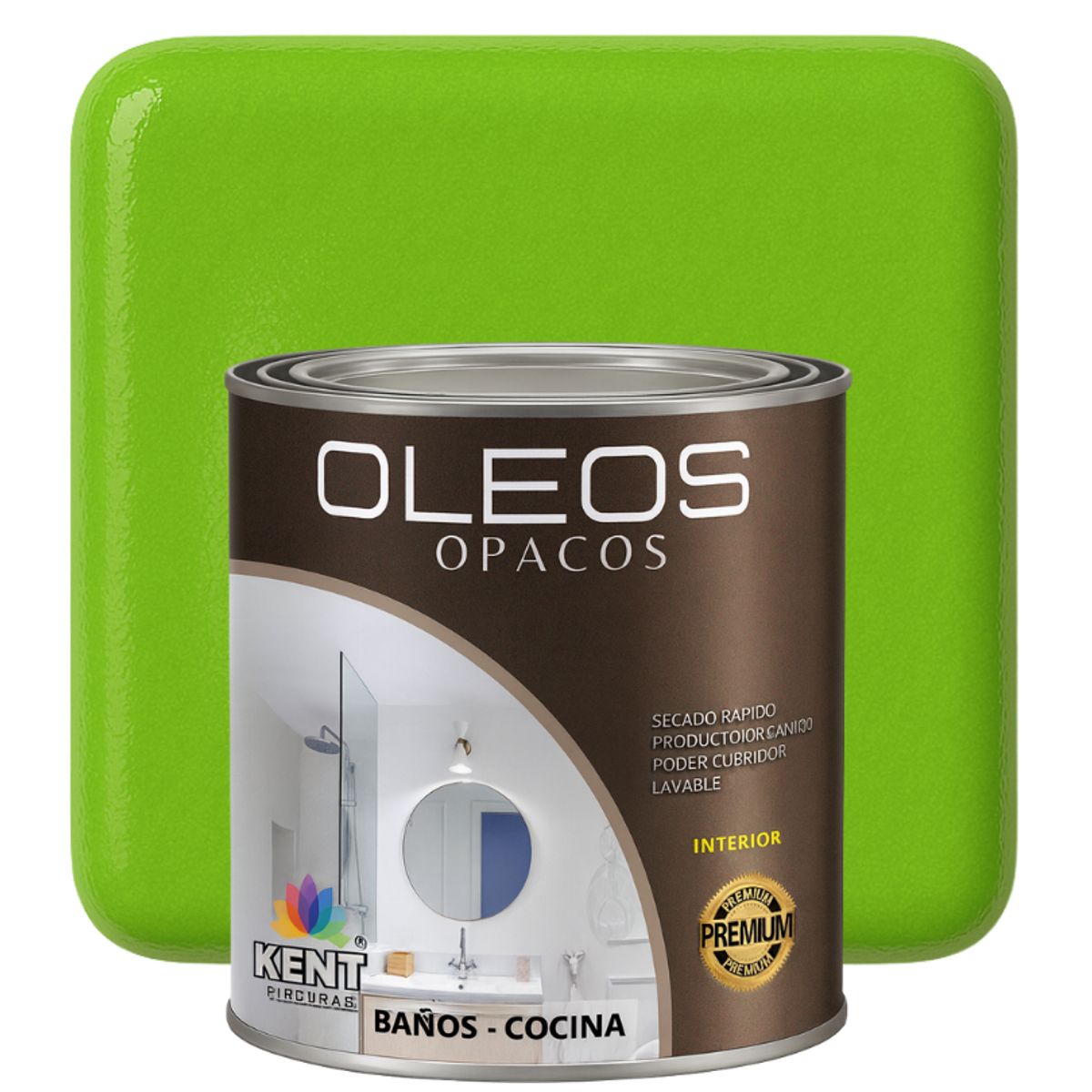 KENT - OLEO OPACO MULTISUPERFICIES - PREMIUM - OCTAVO GALON VERDE LIMA