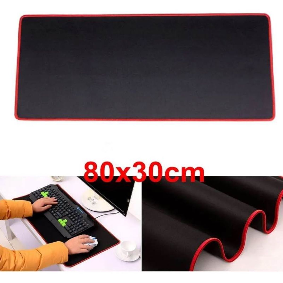 GENERICO - Mouse Pad Gamer Grande 80cm X 30cm Negro
