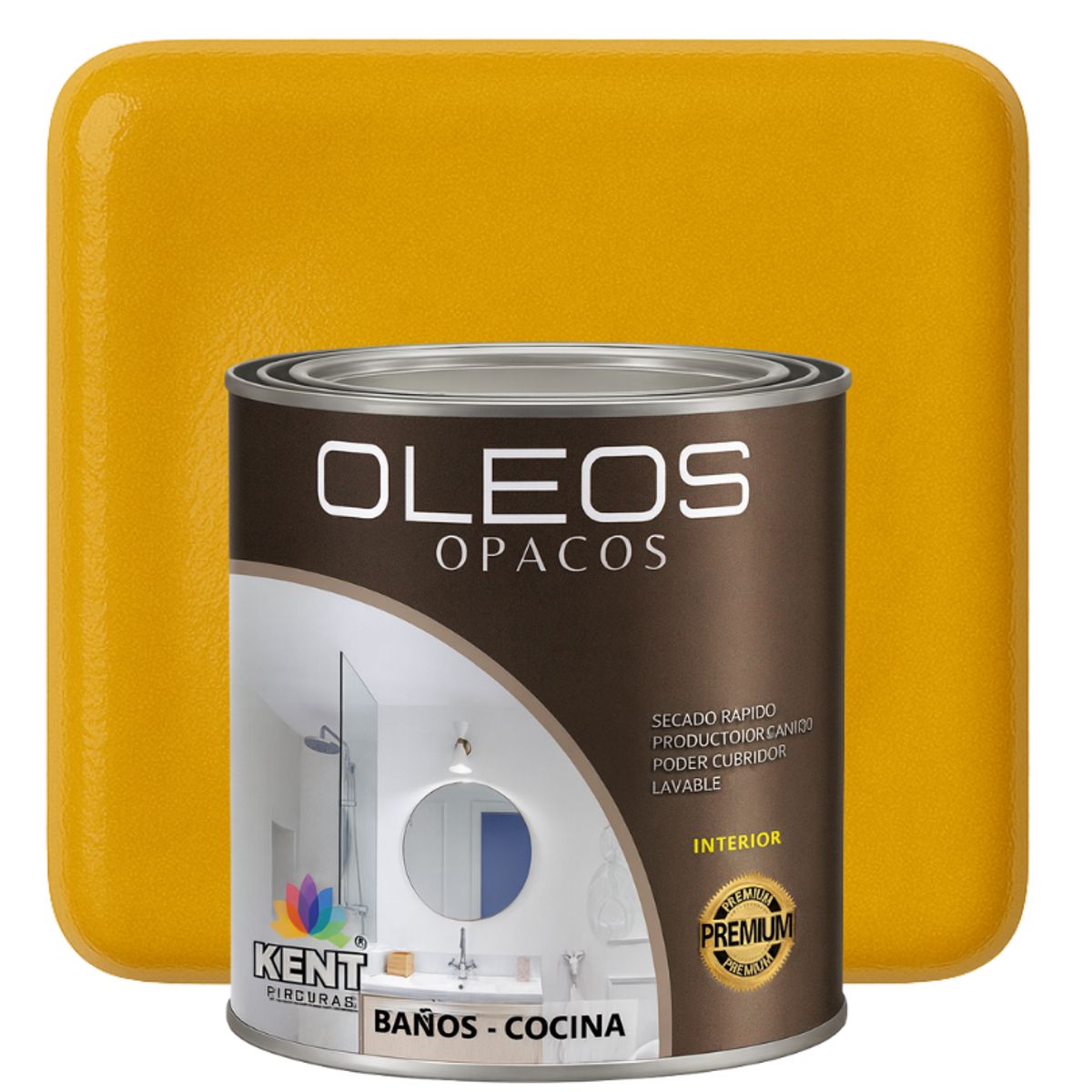 KENT - OLEO OPACO MULTISUPERFICIES - PREMIUM - OCTAVO GALON AMARILLO MOSTAZA