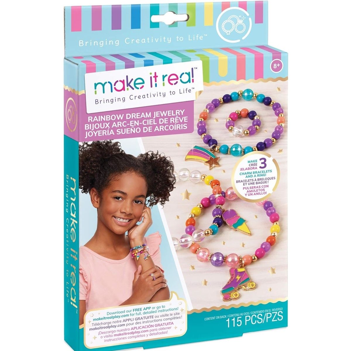 MAKE IT REAL - Set De Cuentas Pulseras Sueños Arcoiris Make It Real Juguete