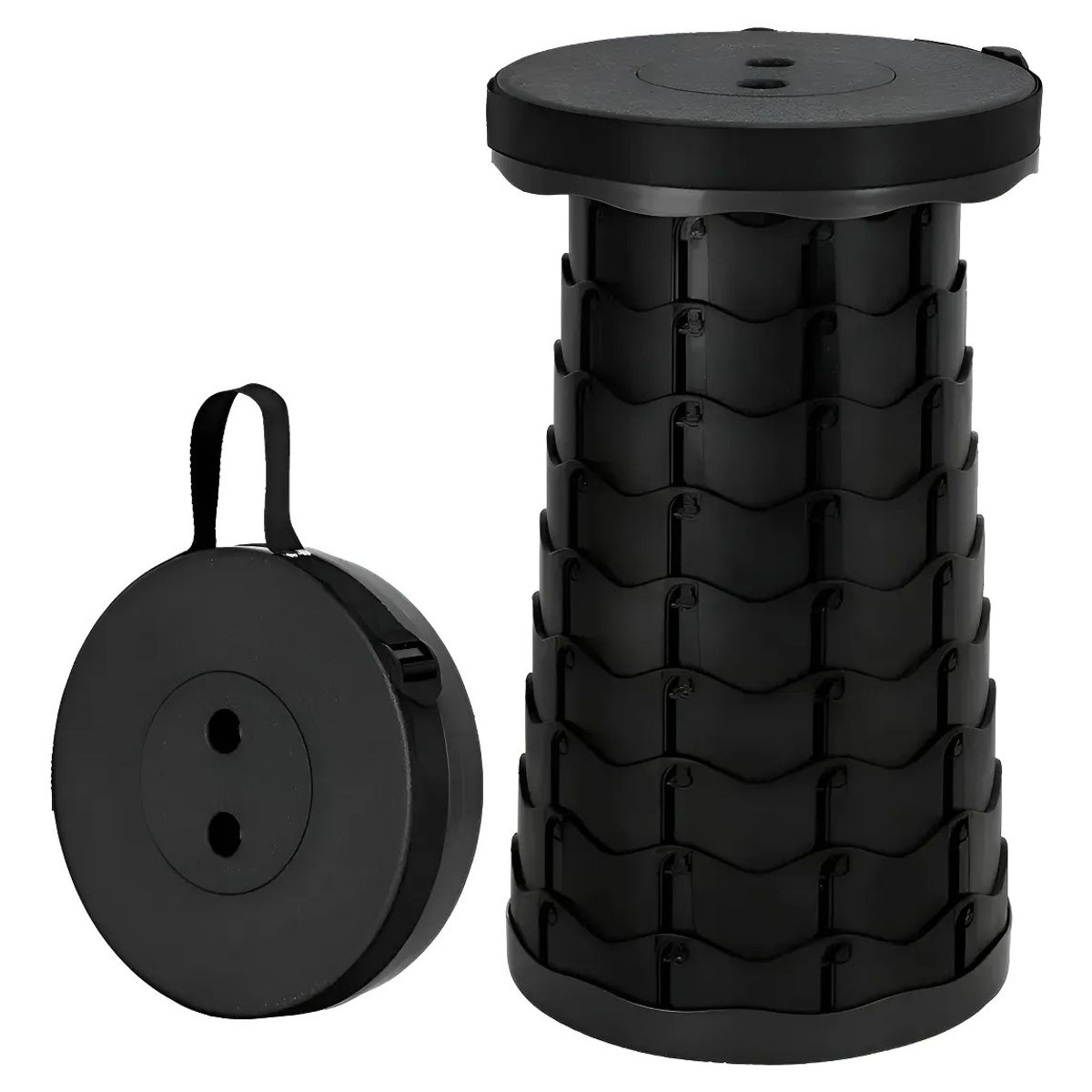 NO LOGO - Taburete Plegable Telescópico Portátil Altura Ajustable Negro