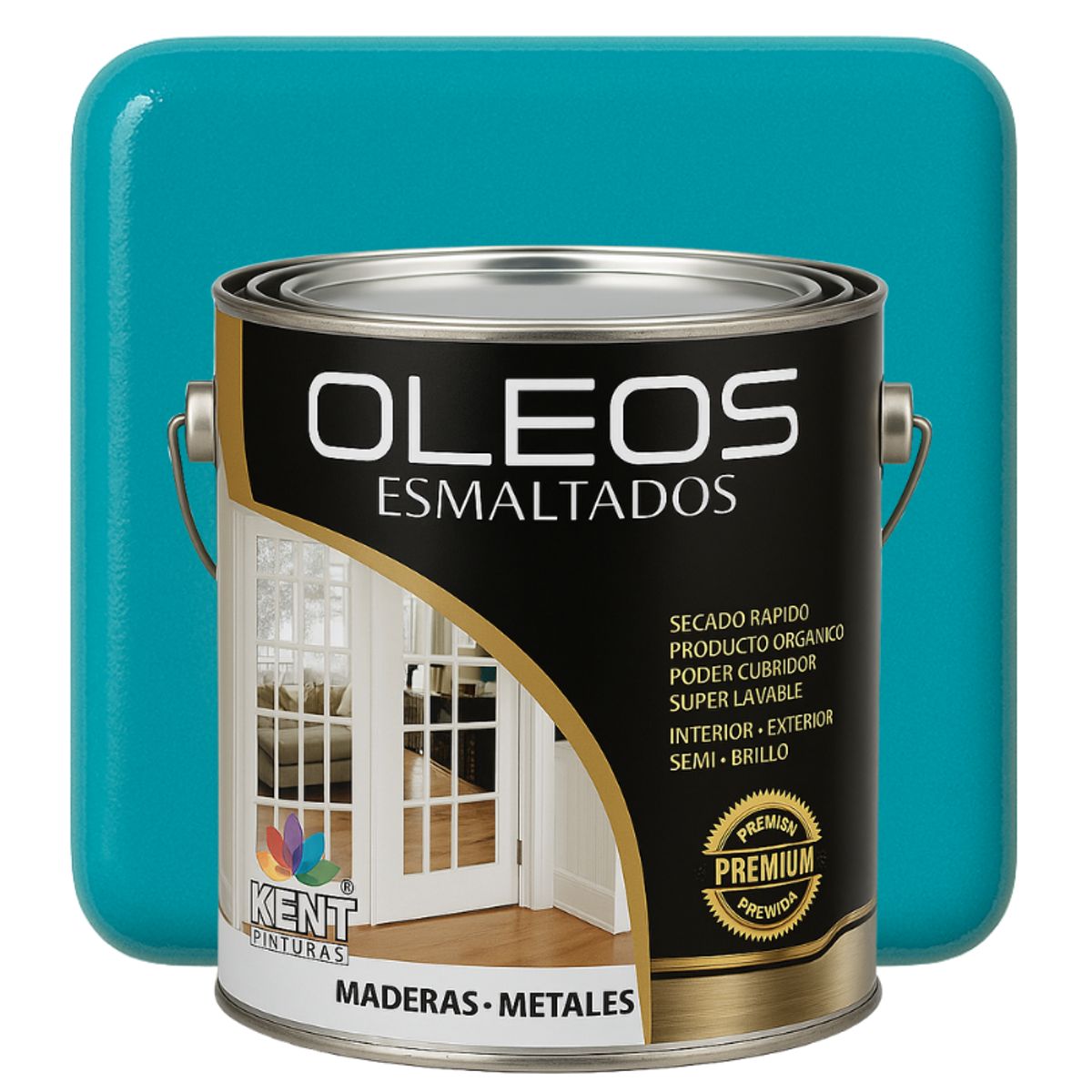 KENT - OLEO ESMALTADO PREMIUM - MULTISUPERFICIES - GALON AZUL TURQUESA