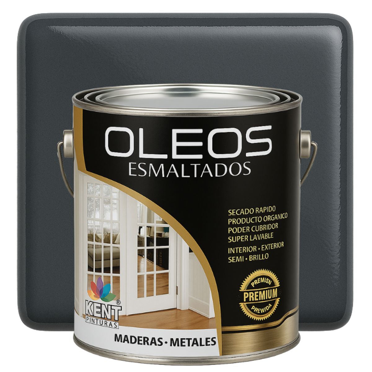 KENT - OLEO ESMALTADO PREMIUM - MULTISUPERFICIES - GALON GRIS GRAFITO