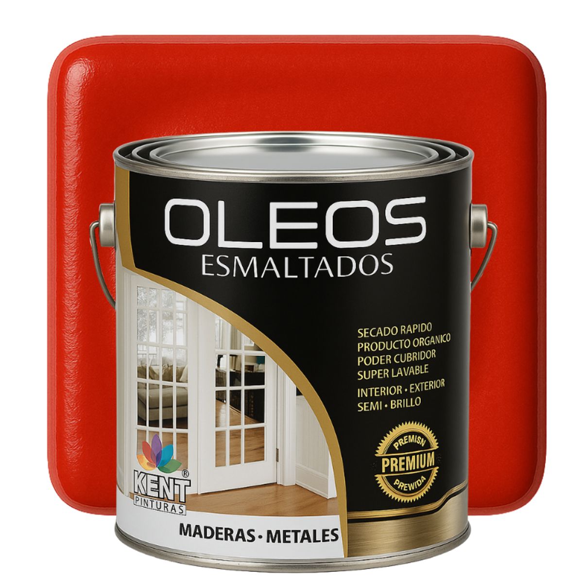 KENT - OLEO ESMALTADO PREMIUM - MULTISUPERFICIES - GALON ROJO FUEGO