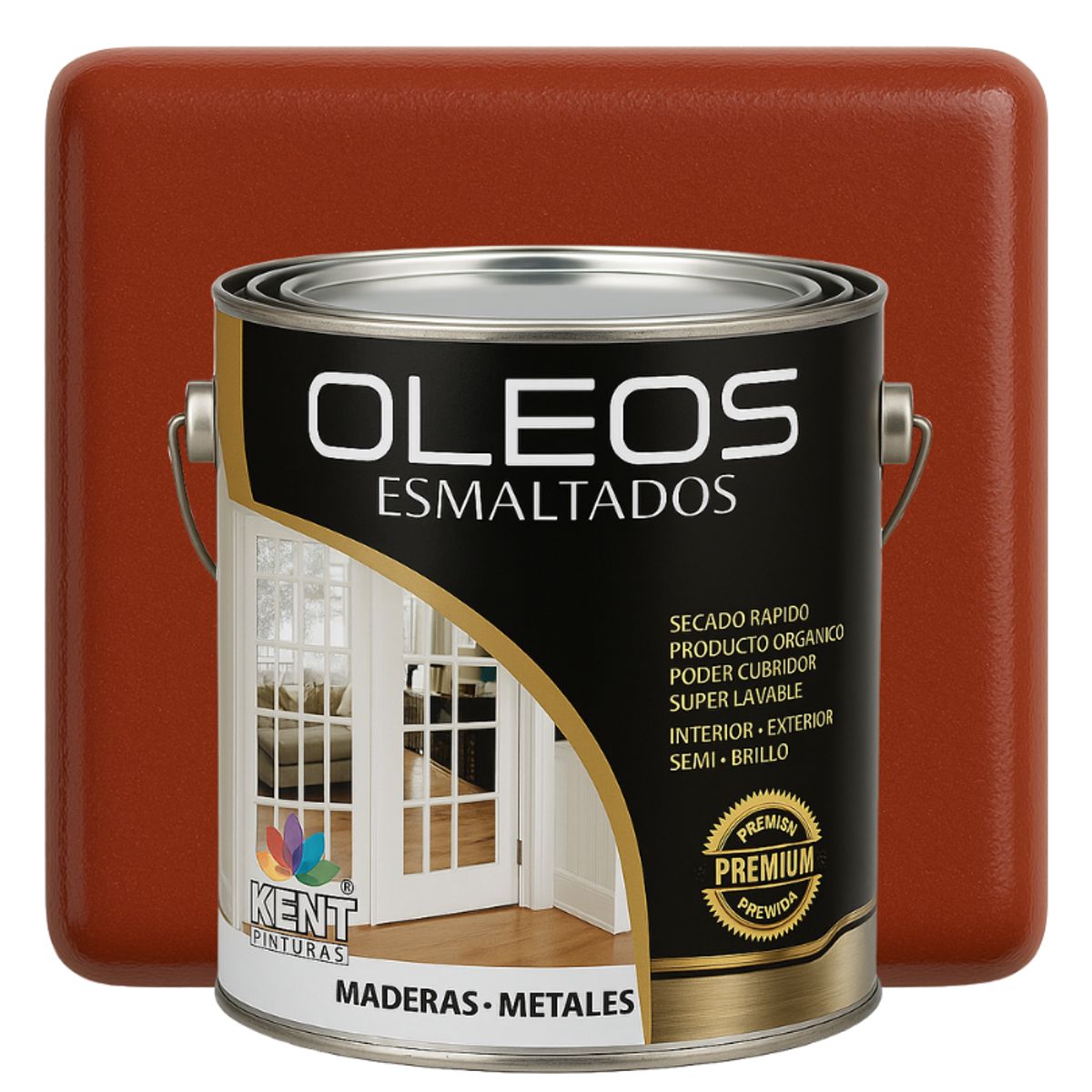 KENT - OLEO ESMALTADO PREMIUM - MULTISUPERFICIES - GALON ROJO ÓXIDO