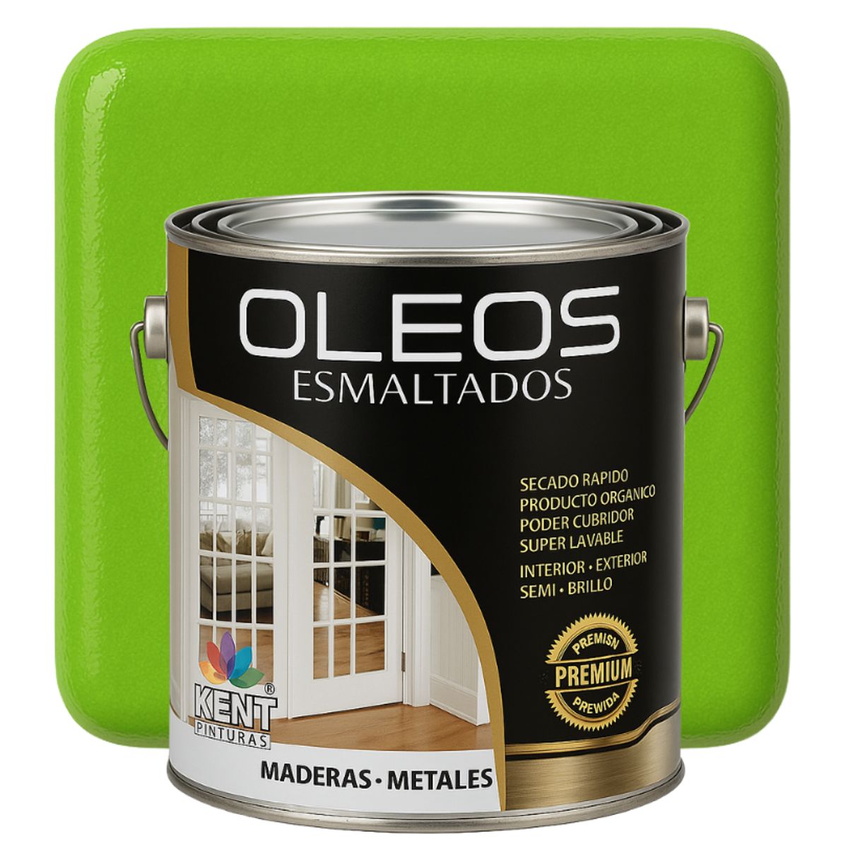 KENT - OLEO ESMALTADO PREMIUM - MULTISUPERFICIES - GALON VERDE LIMA