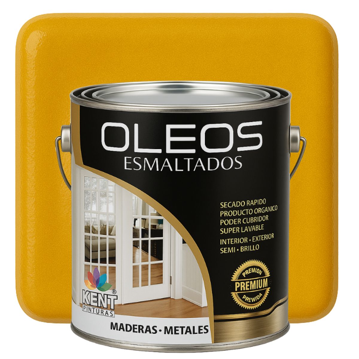 KENT - OLEO ESMALTADO PREMIUM - MULTISUPERFICIES - GALON AMARILLO MOSTAZA
