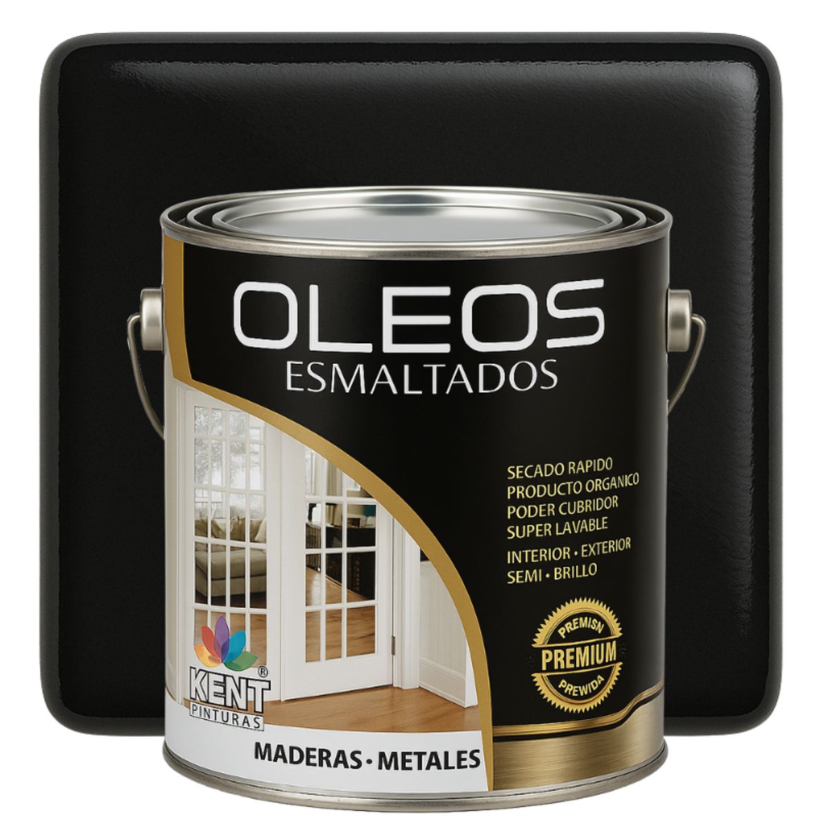 KENT - OLEO ESMALTADO PREMIUM - MULTISUPERFICIES - GALON NEGRO ABSOLUTO