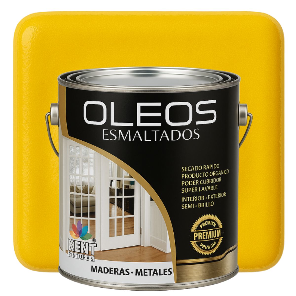 KENT - OLEO ESMALTADO PREMIUM - MULTISUPERFICIES - MEDIO GALON AMARILLO ORO