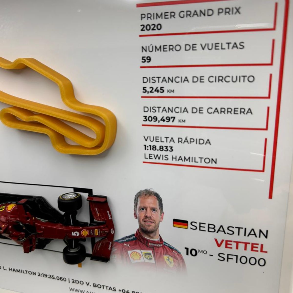 GENERICO - Cuadro Decorativo GP de Toscana 2020 – Sebastian Vettel Ferrari Formula 1