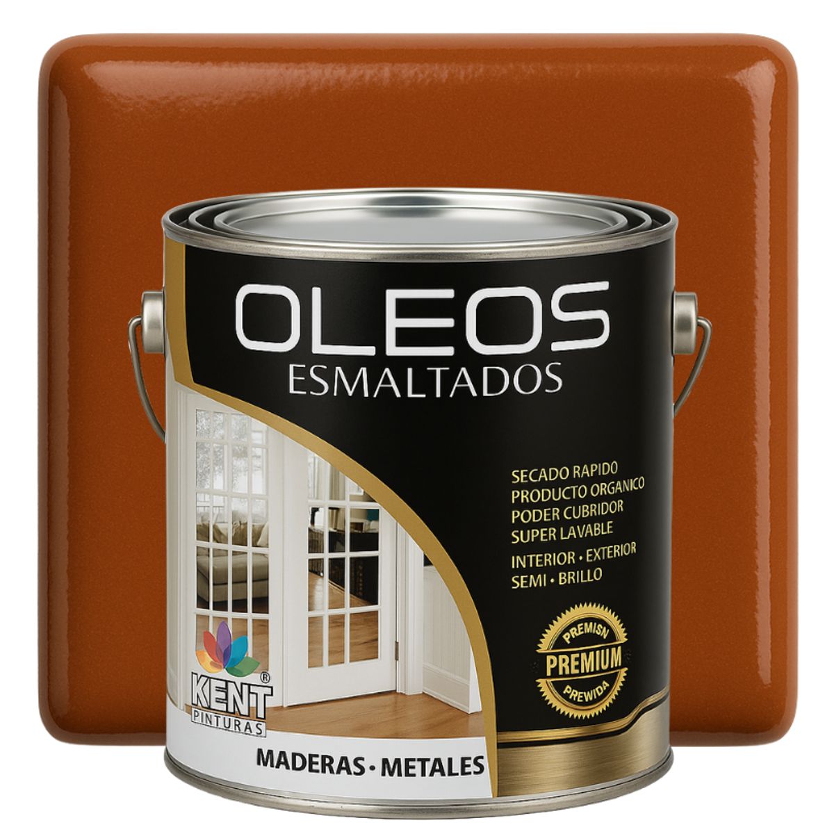 KENT - OLEO ESMALTADO PREMIUM - MULTISUPERFICIES - MEDIO GALON CEDRO CANELA