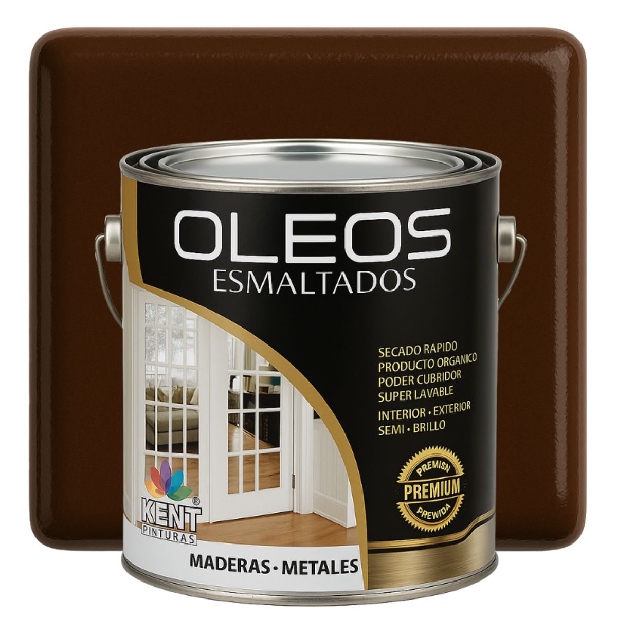 KENT - OLEO ESMALTADO PREMIUM - MULTISUPERFICIES - MEDIO GALON NOGAL MEDIO