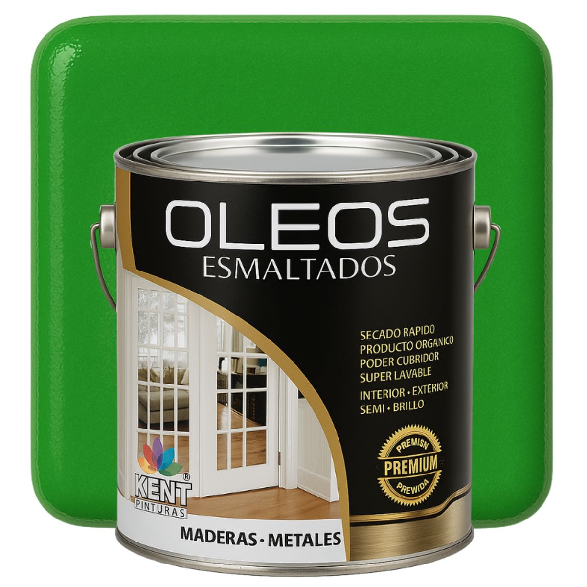 KENT - OLEO ESMALTADO PREMIUM - MULTISUPERFICIES - MEDIO GALON VERDE MANZANA