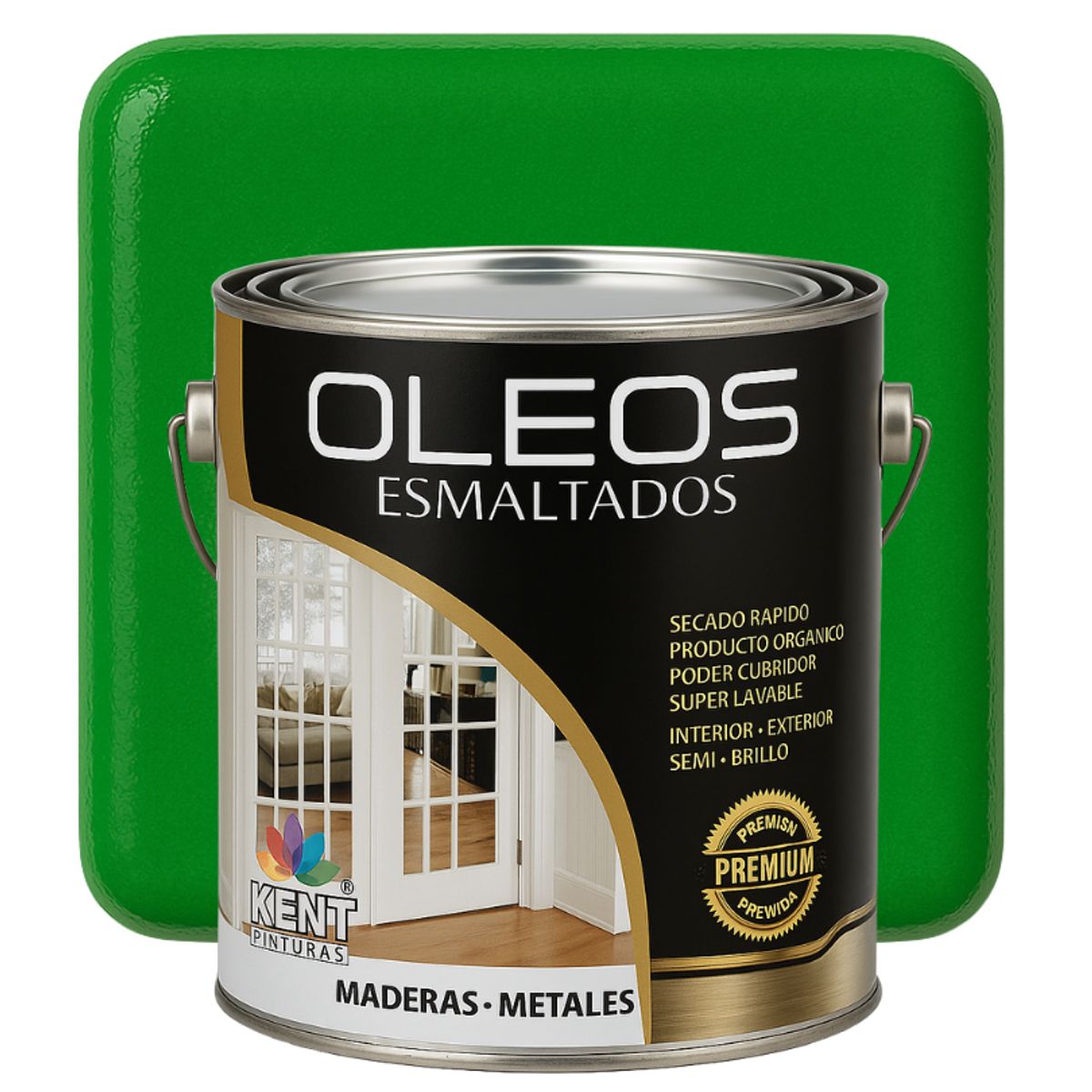 OLEO ESMALTADO PREMIUM - MULTISUPERFICIES - MEDIO GALON VERDE MENTA INTENSO, marca KENT - Foto Principal