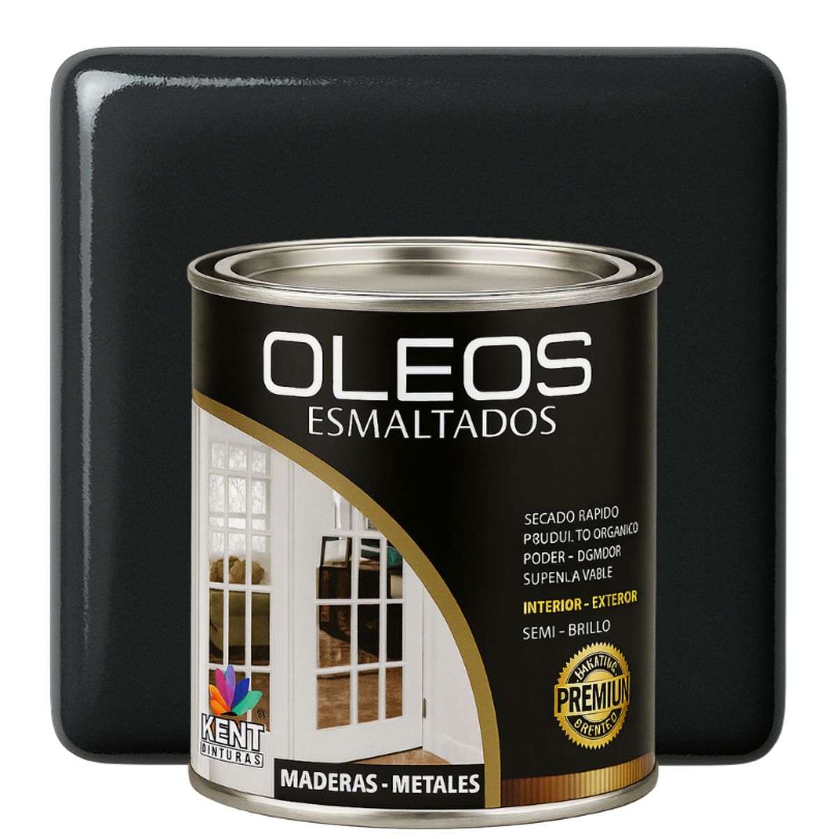 KENT - OLEO ESMALTADO PREMIUM - MULTISUPERFICIES - CUARTO GALON NEGRO ÓXIDO