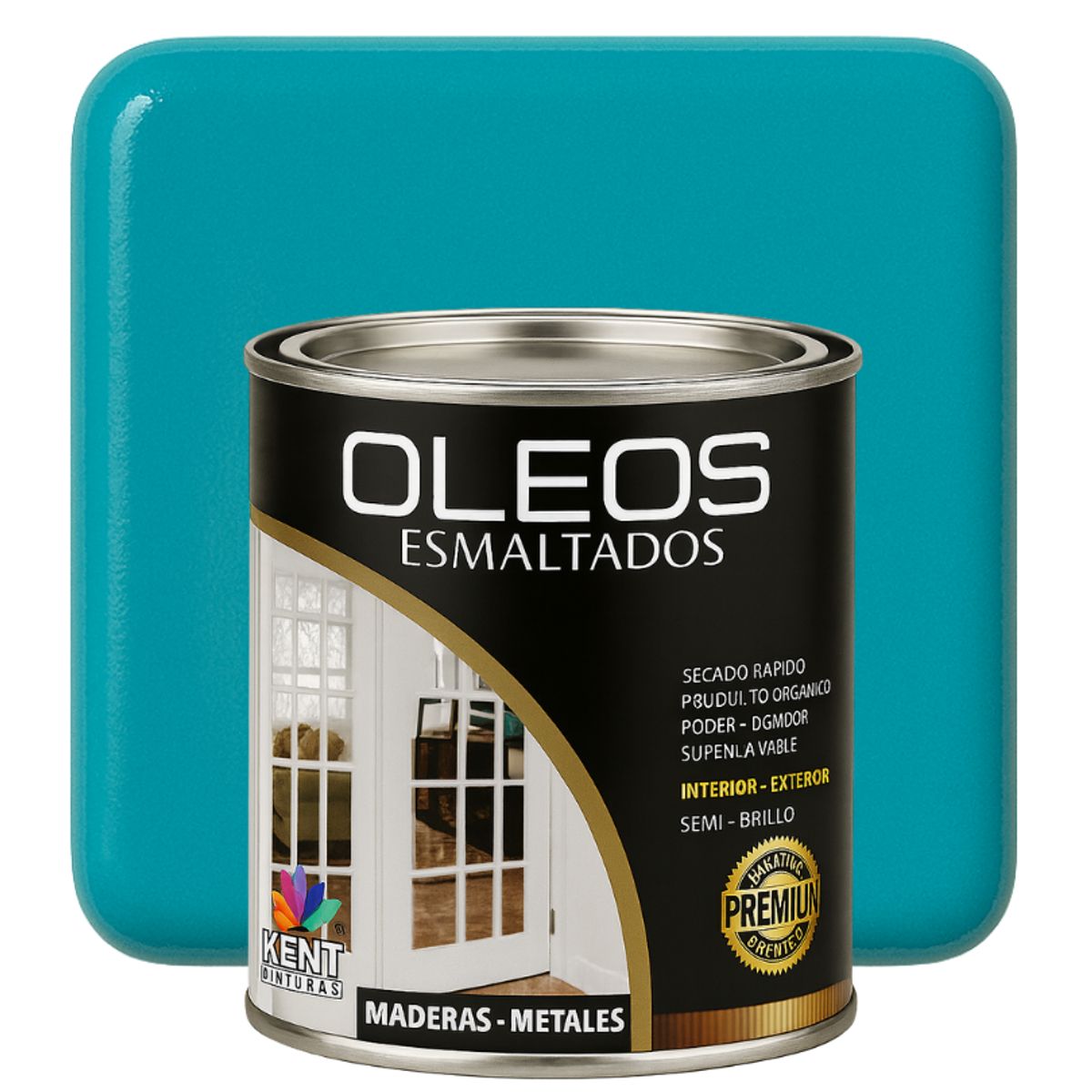 KENT - OLEO ESMALTADO PREMIUM - MULTISUPERFICIES - OCTAVO GALON AZUL TURQUESA