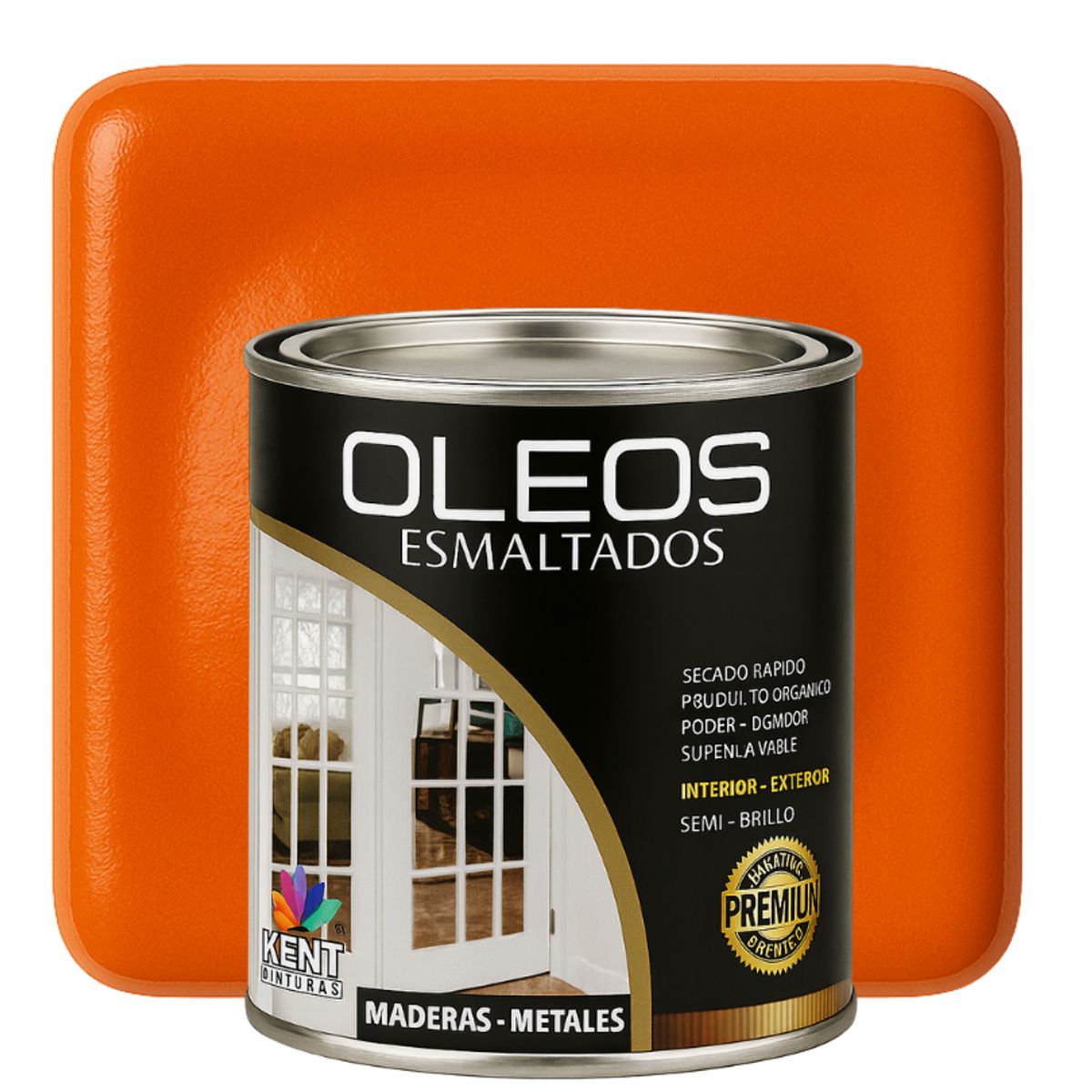 KENT - OLEO ESMALTADO PREMIUM - MULTISUPERFICIES - OCTAVO GALON NARANJA BRILLANTE