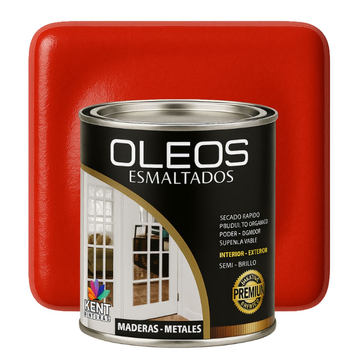 KENT - OLEO ESMALTADO PREMIUM - MULTISUPERFICIES - OCTAVO GALON ROJO FUEGO