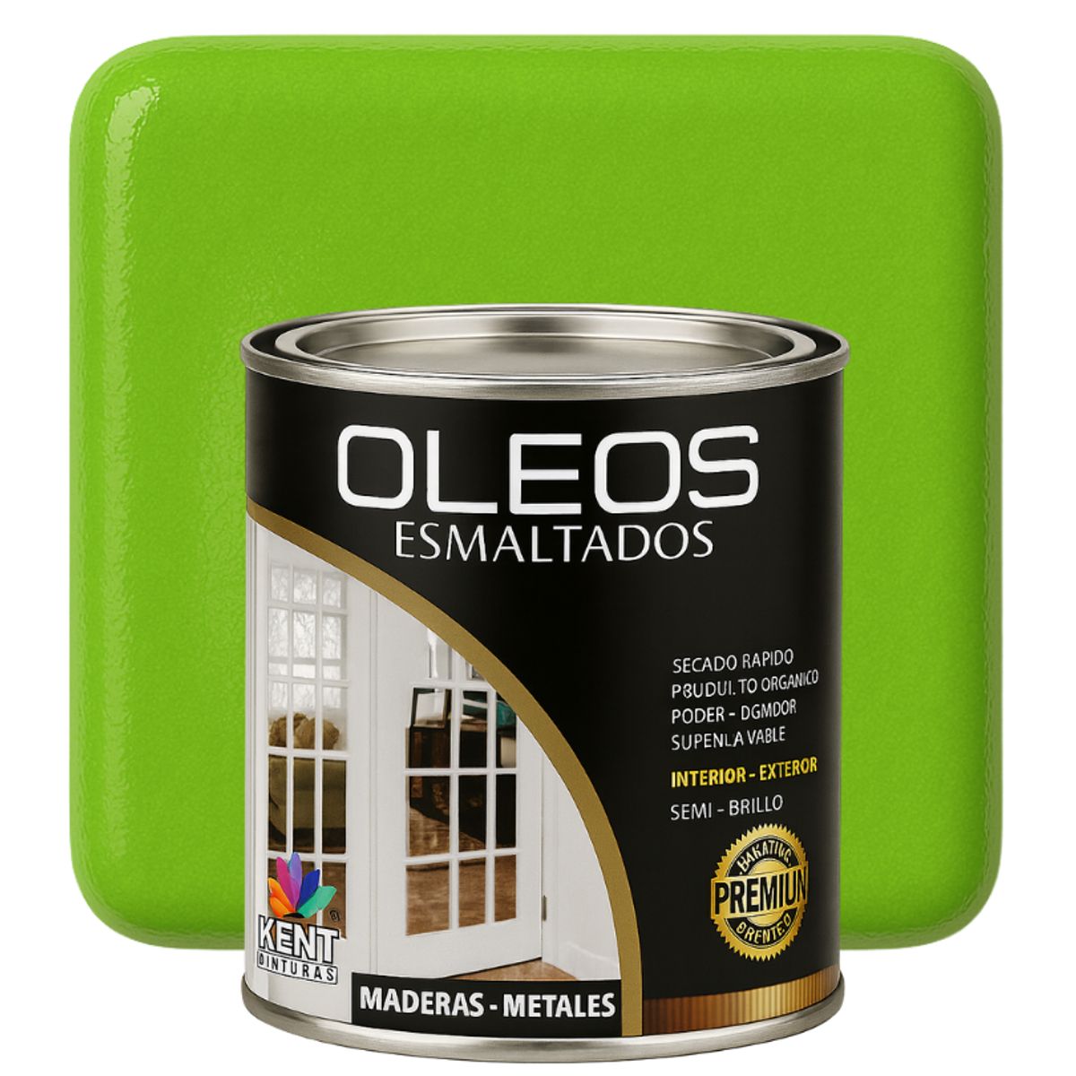 KENT - OLEO ESMALTADO PREMIUM - MULTISUPERFICIES - OCTAVO GALON VERDE LIMA