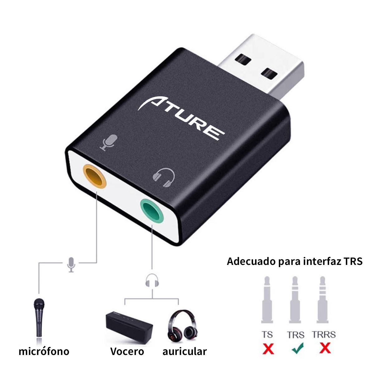 GENERICO - Tarjeta de Sonido USB 7.1 Para Streaming y Karaoke en PC