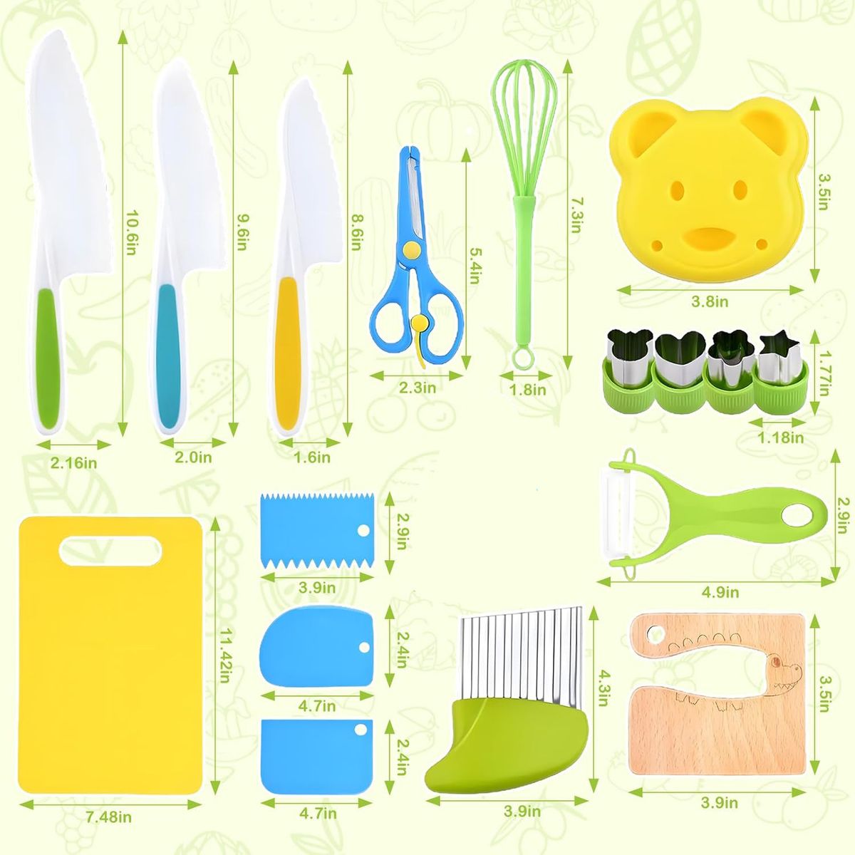 KUANGYE - 17 Utensilios Set De Cocina Montessori Para Niños