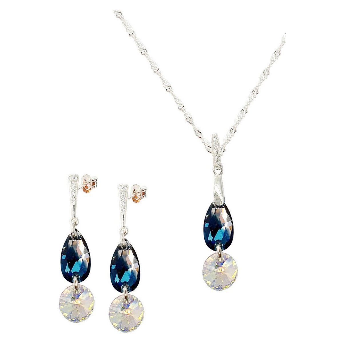JOYAS MONTERO - Conjunto Imagina Con  Swarovski Aurora Boreal.