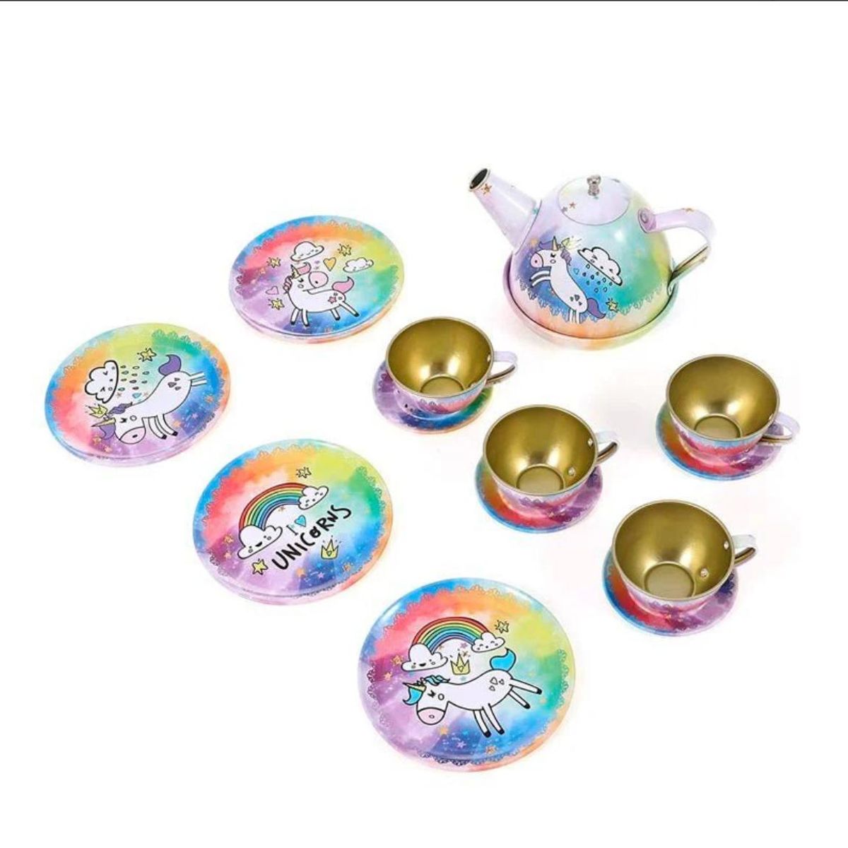 GENERICO - Set De Tacitas Unicornio Con Maleta 14 Pcs Juego De Té Niñas