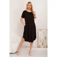LIKE SHOP - Vestido Midi Mujer Casual Cuello Redondo Bolsillos Colores 3377