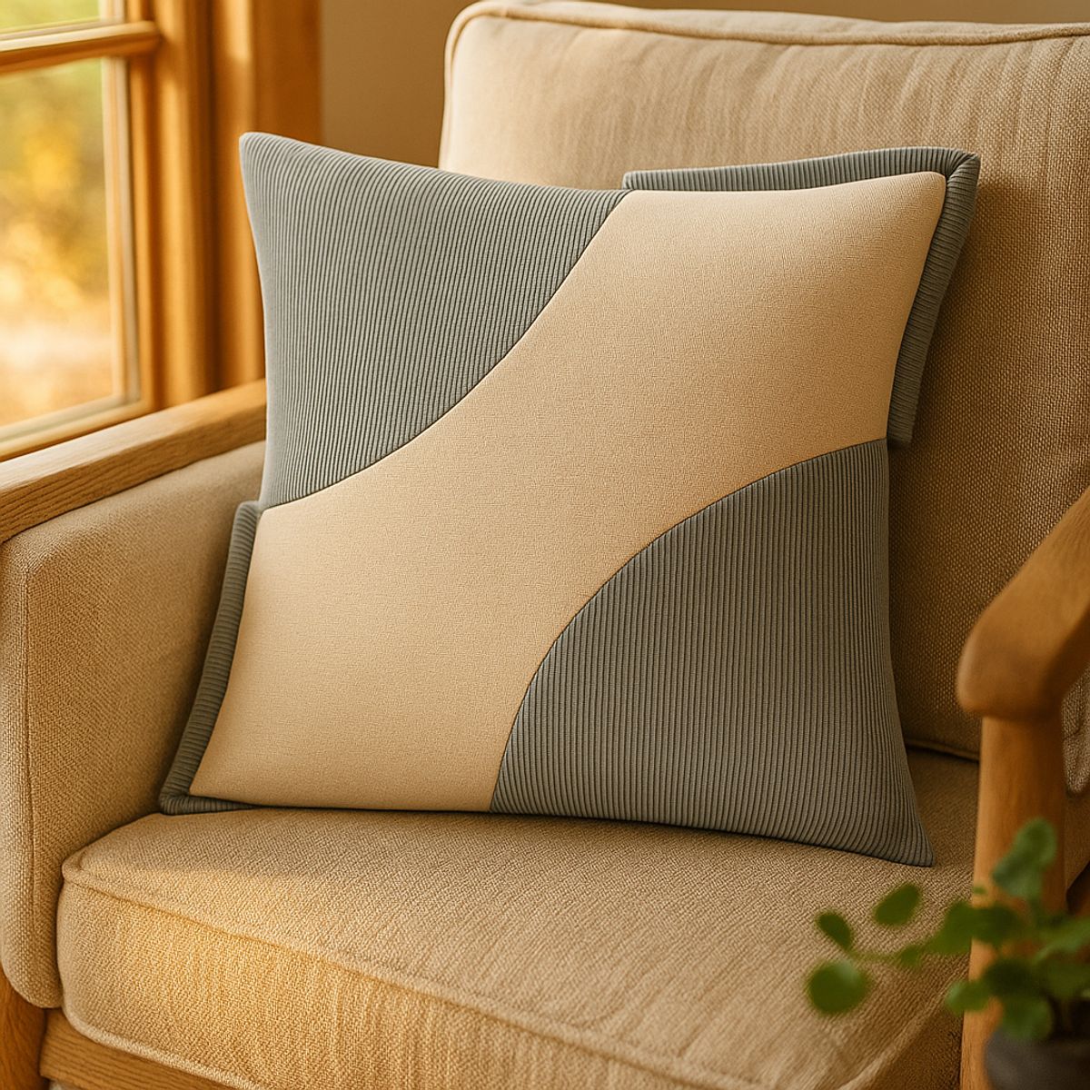 ARMONIA - Funda Decorativa Felpa Bicolor Verde 45x45cm Suave 686