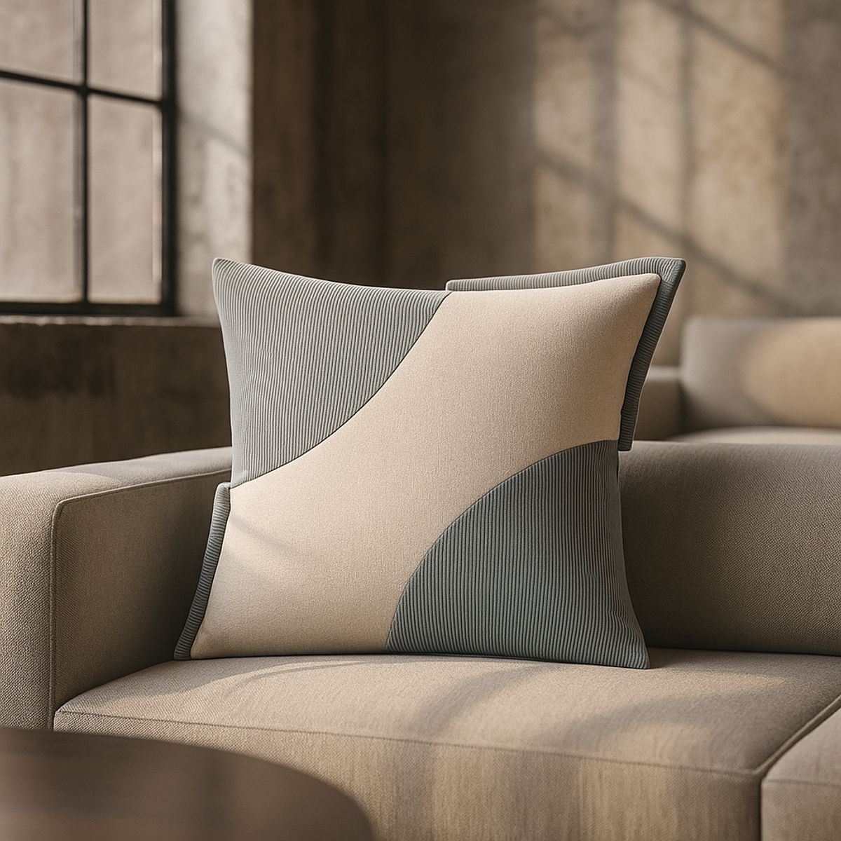 ARMONIA - Funda Verde Bicolor Decorativa 45x45cm Estilo Felpa 686