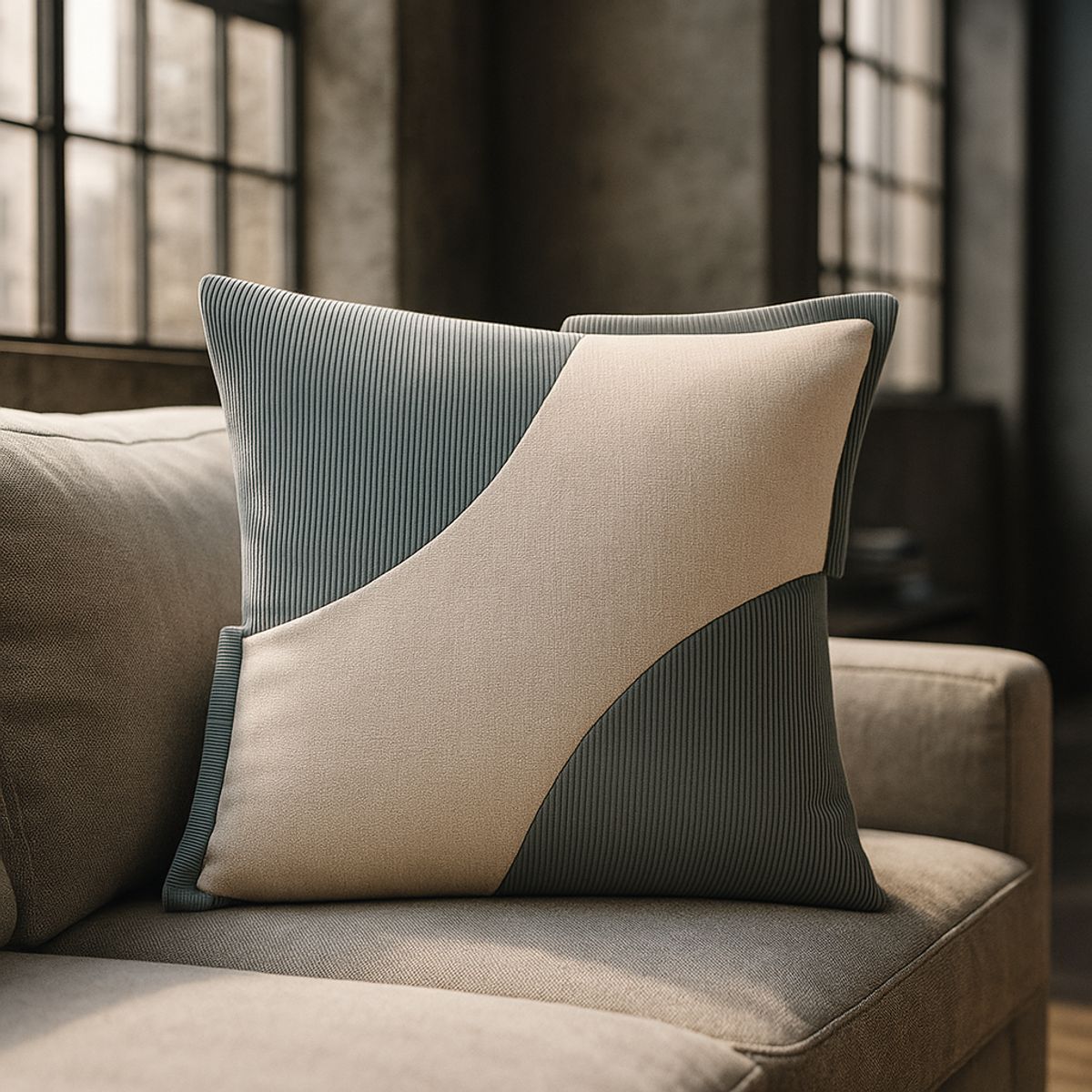 ARMONIA - Funda Verde Bicolor Decorativa 45x45cm Estilo Felpa 686