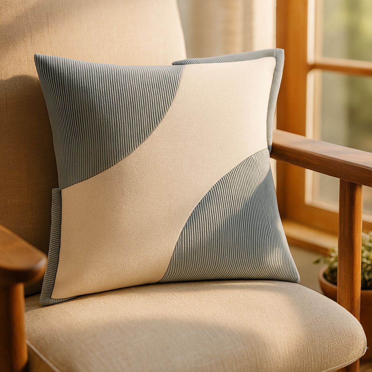 ARMONIA - Funda Estilo Felpa Verde Bicolor 45x45cm Decorativa 686